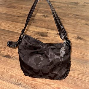 Coach signature black hobo bag style purse